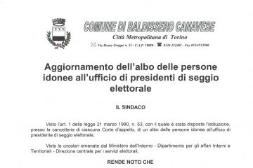 Aggiornamento Albo Presidenti di Seggio